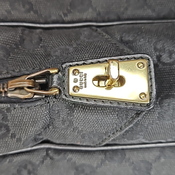 Authentic Gucci Monogram Handbag Tote Black on Black - Picture 14 of 16